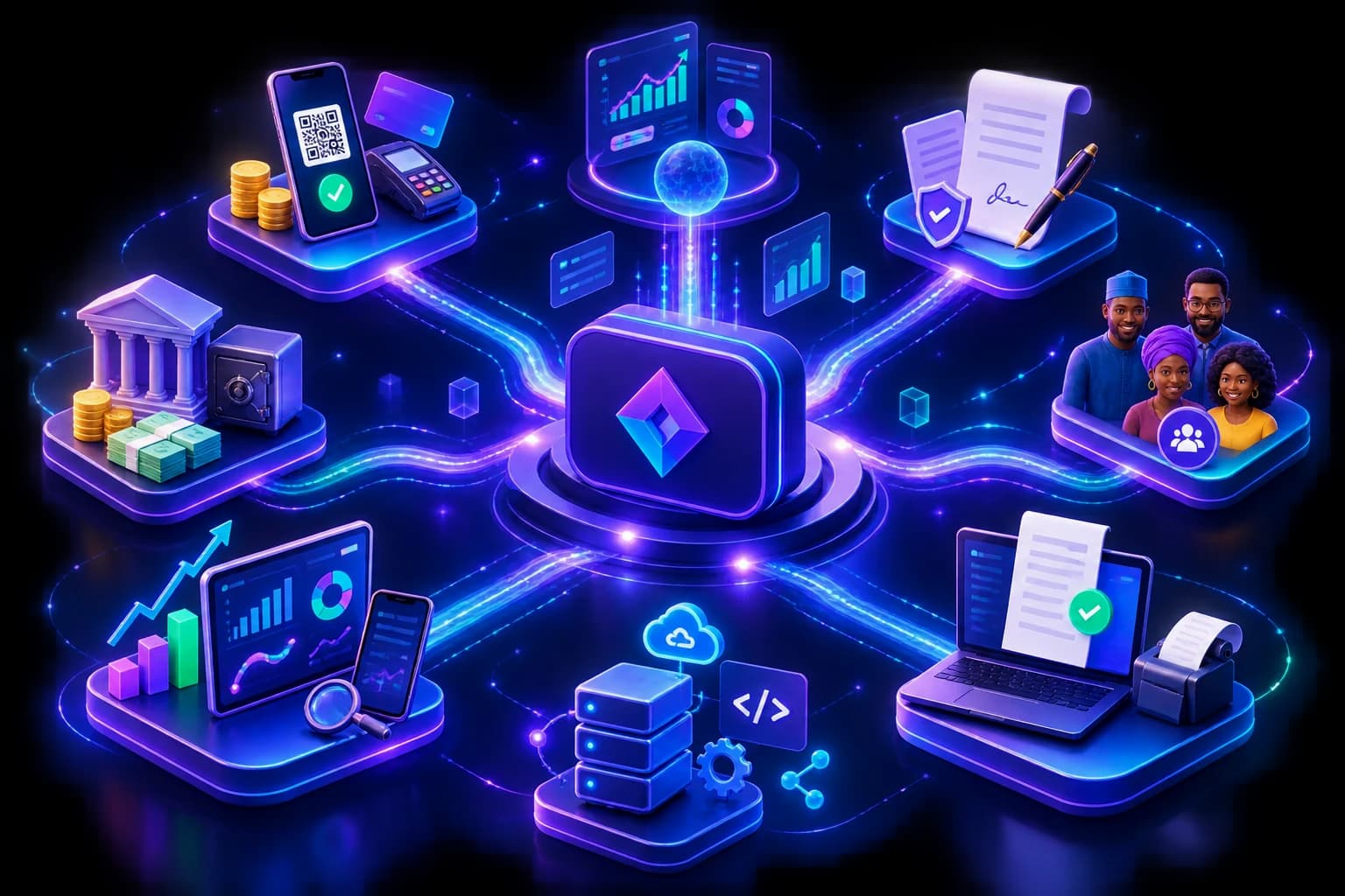 Connected paytrack platform services for collections, agreements, reports and developers