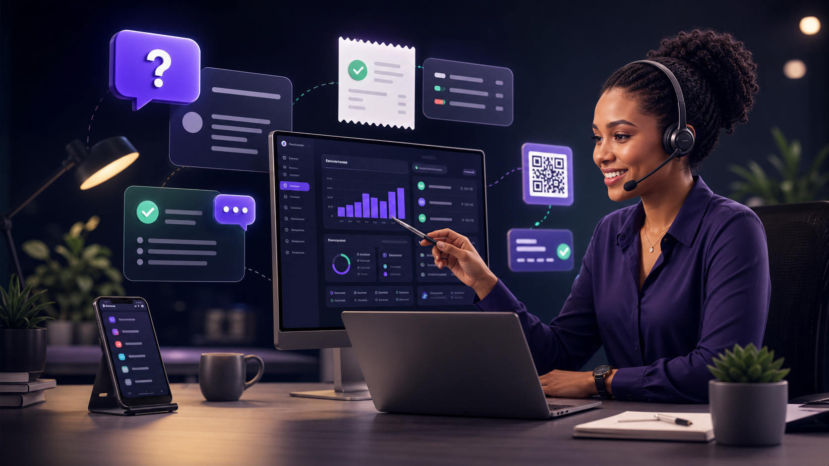 paytrack finance support and payment tracking dashboard illustration